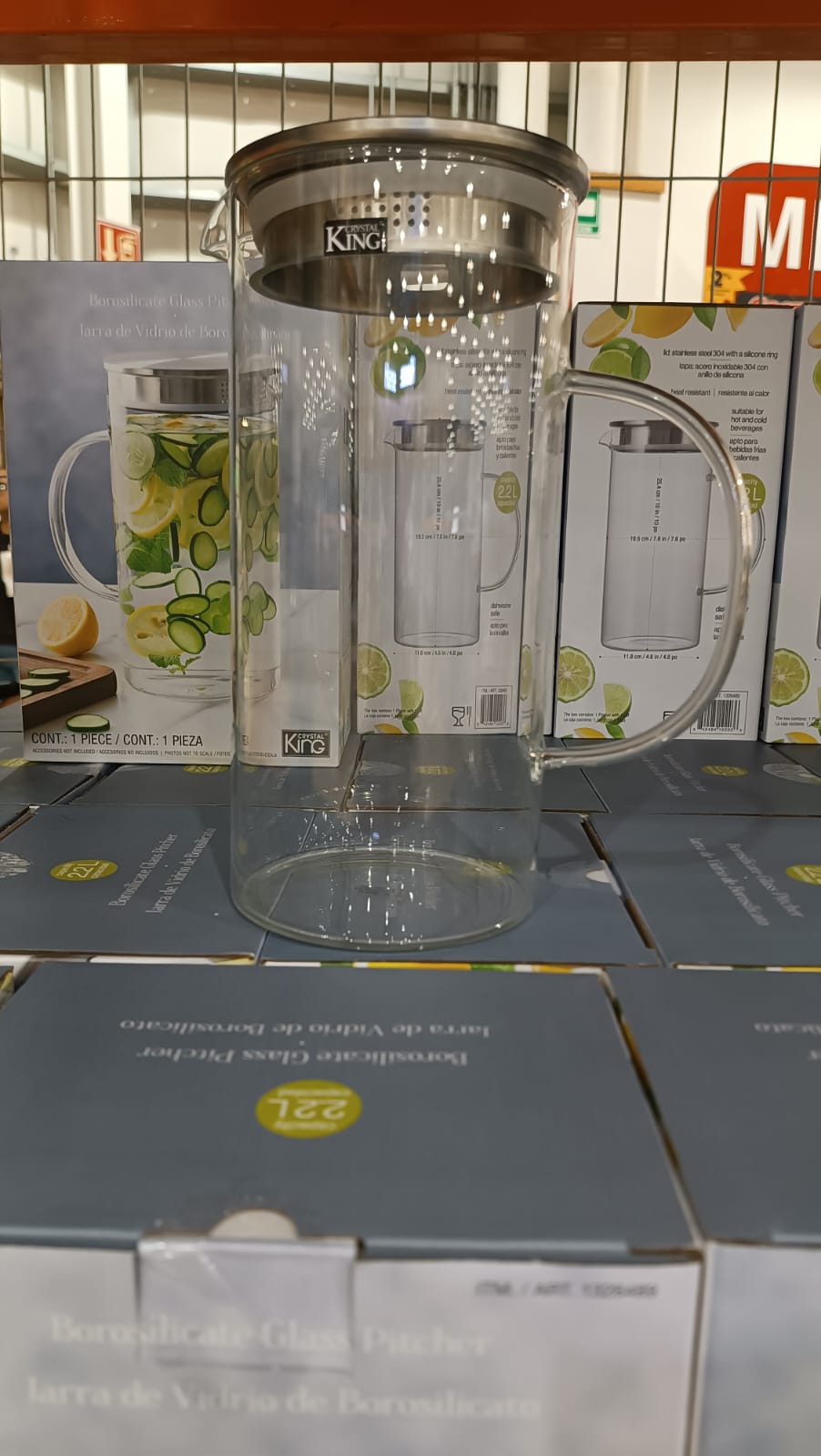 Jarra de vidrio de borosilicato 2.2L