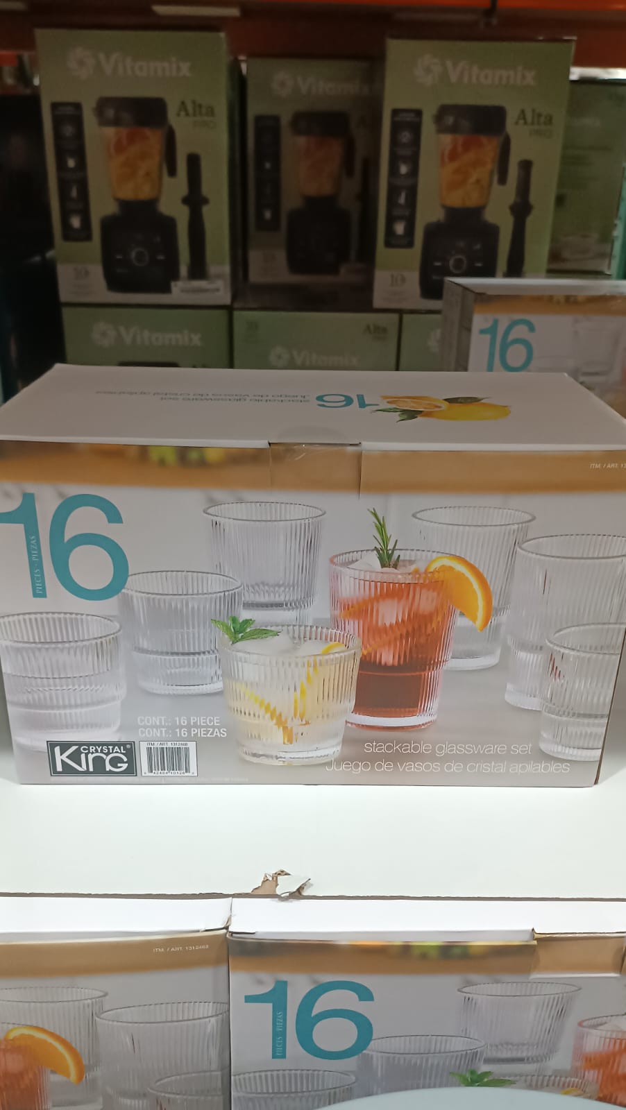 Juego de vasos de cristal apilables 16 piezas