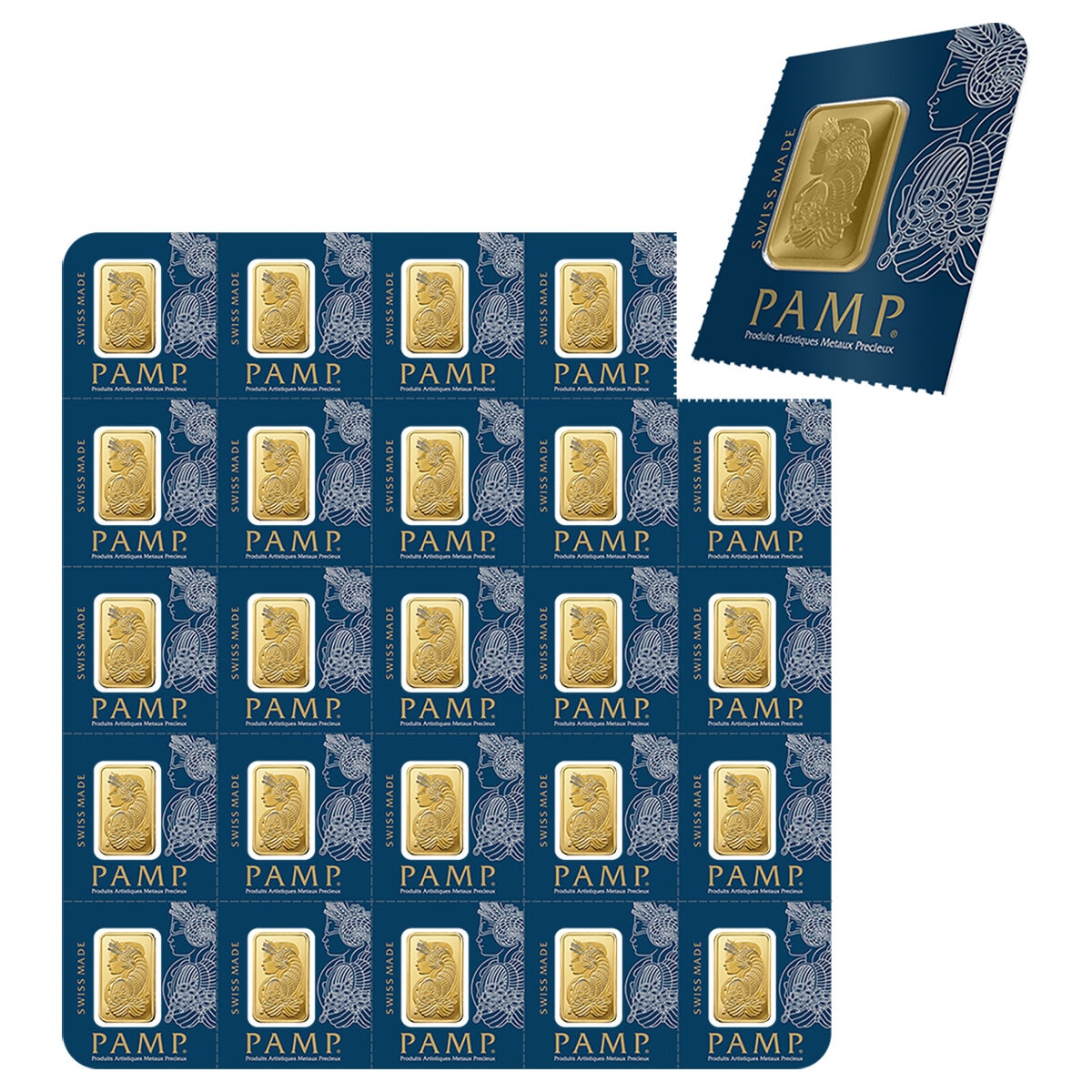 Lingotes de Oro 25 piezas de 1 g c/u PAMP